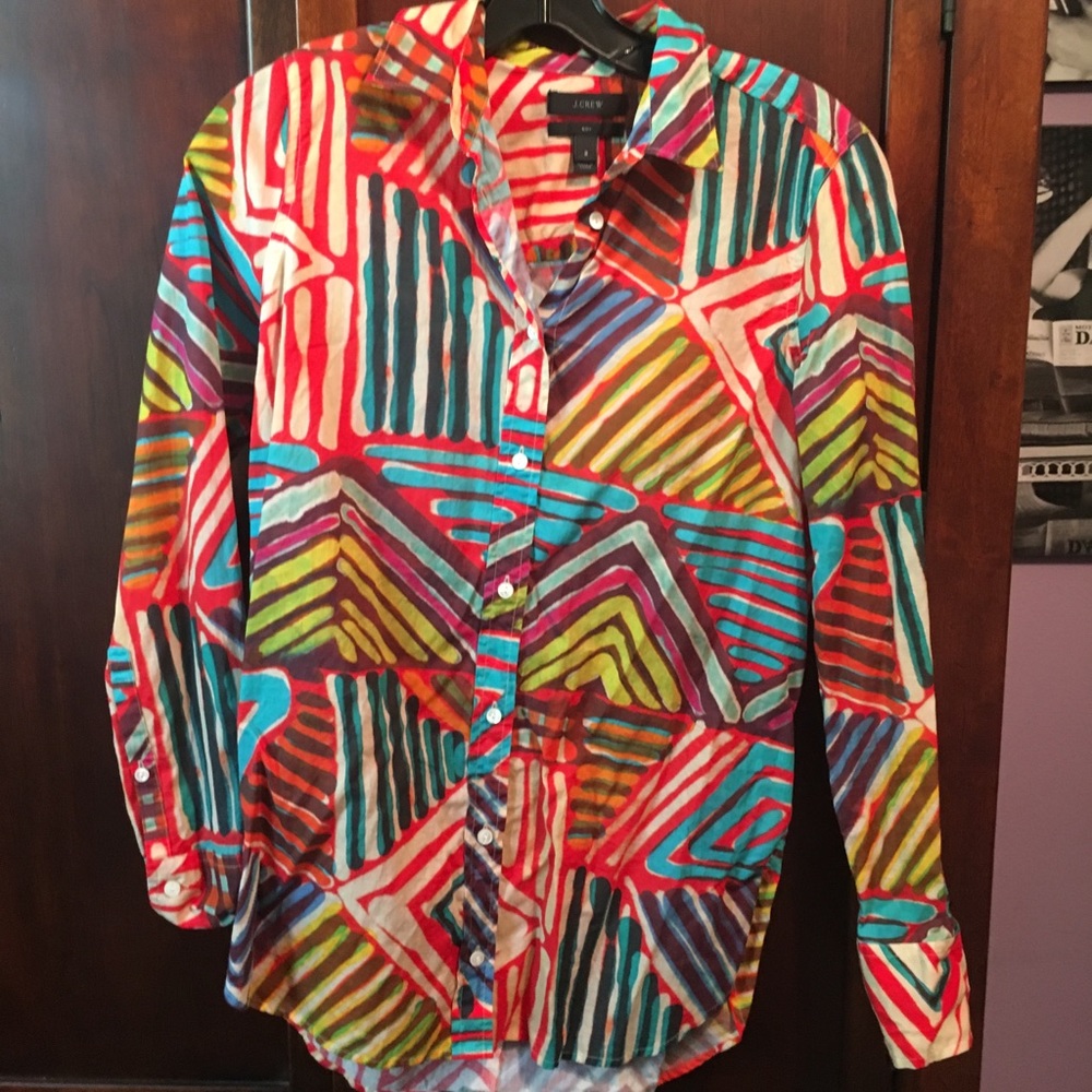 J Crew Multi Colored Button Down Size 2